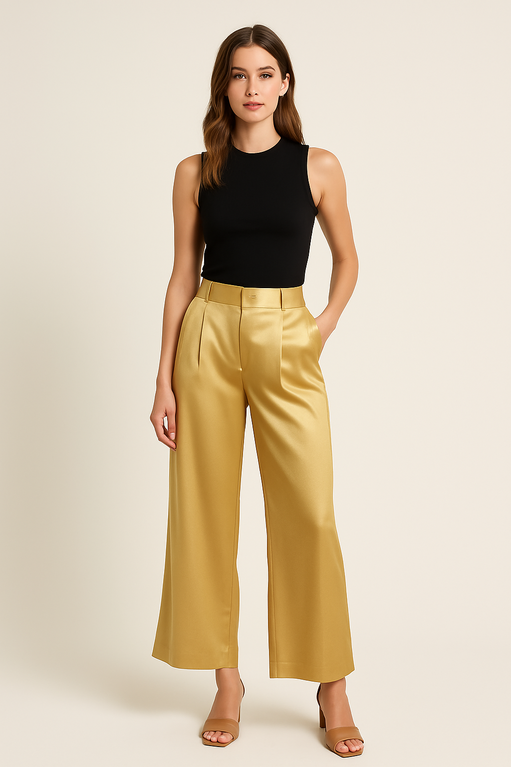 Eva Pantalón de Mujer – Wide-Leg de Satén con Estilo Sofisticado